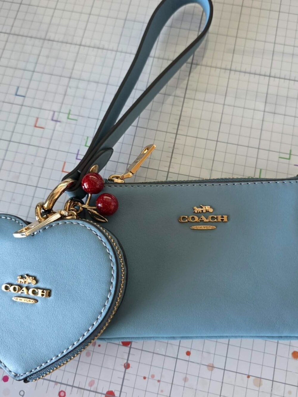 Coach Outlet Wristlet And Heart Pouch With Charm NWOT